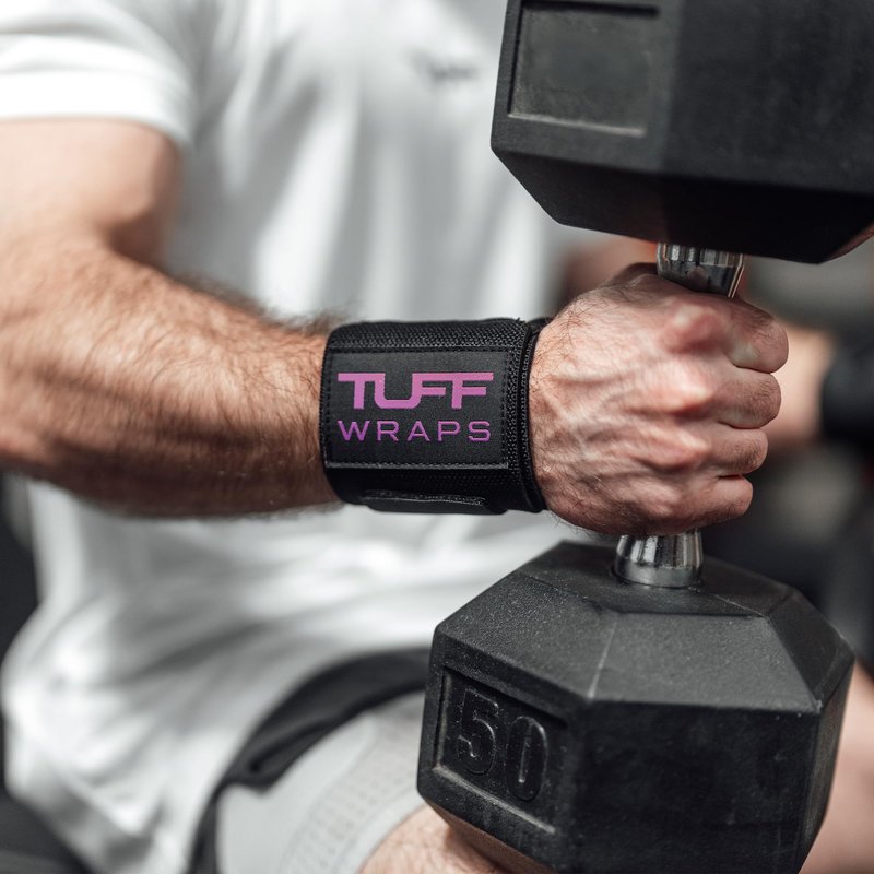 TuffWraps 16" Wrist Straps for Gym - No Thumb Loops - Powerlifting, Weightlifting, and Bench Press Support - Durable Wrist Straps Gym Accessory for Enhanced Wrist Support
