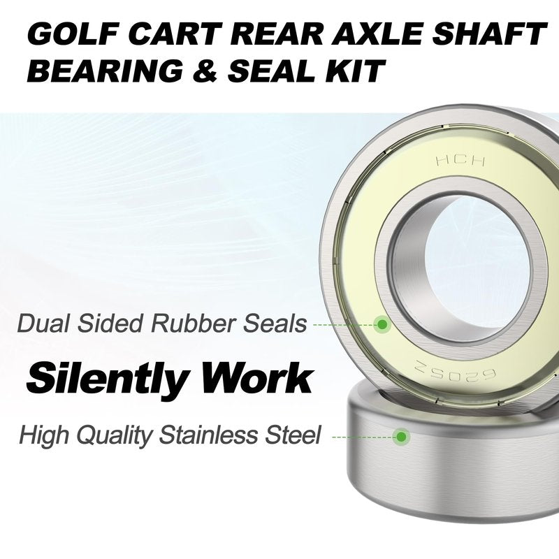 10L0L Golf Cart Rear Axle Bearing Bushing & Oil Seal Kit Fuel Seal Fit for Club Car DS & Precedent 1986-2014 Electric, Bearing Shaft Kit Replace OEM 1011291 1014207 1013794