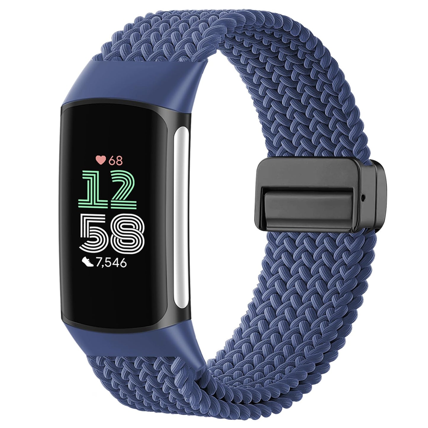 Huadea Magnetic Braided Nylon Compatible with Fitbit Charge 6 Bands/Fitbit Charge 5 Bands for Women Men, Soft Sport Stretchy Breathable Strap Replacement Wristband for Charge 6/Charge 5