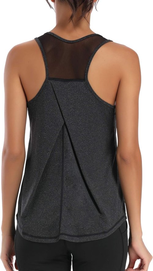 Aeuui Women's Racerback Workout Tank Tops - Breathable Mesh Yoga Shirts | Sleeveless Gym Apparel