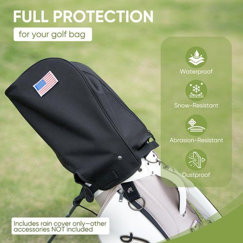 Golf Bag Cover Rain Hood (Black with US Flag)