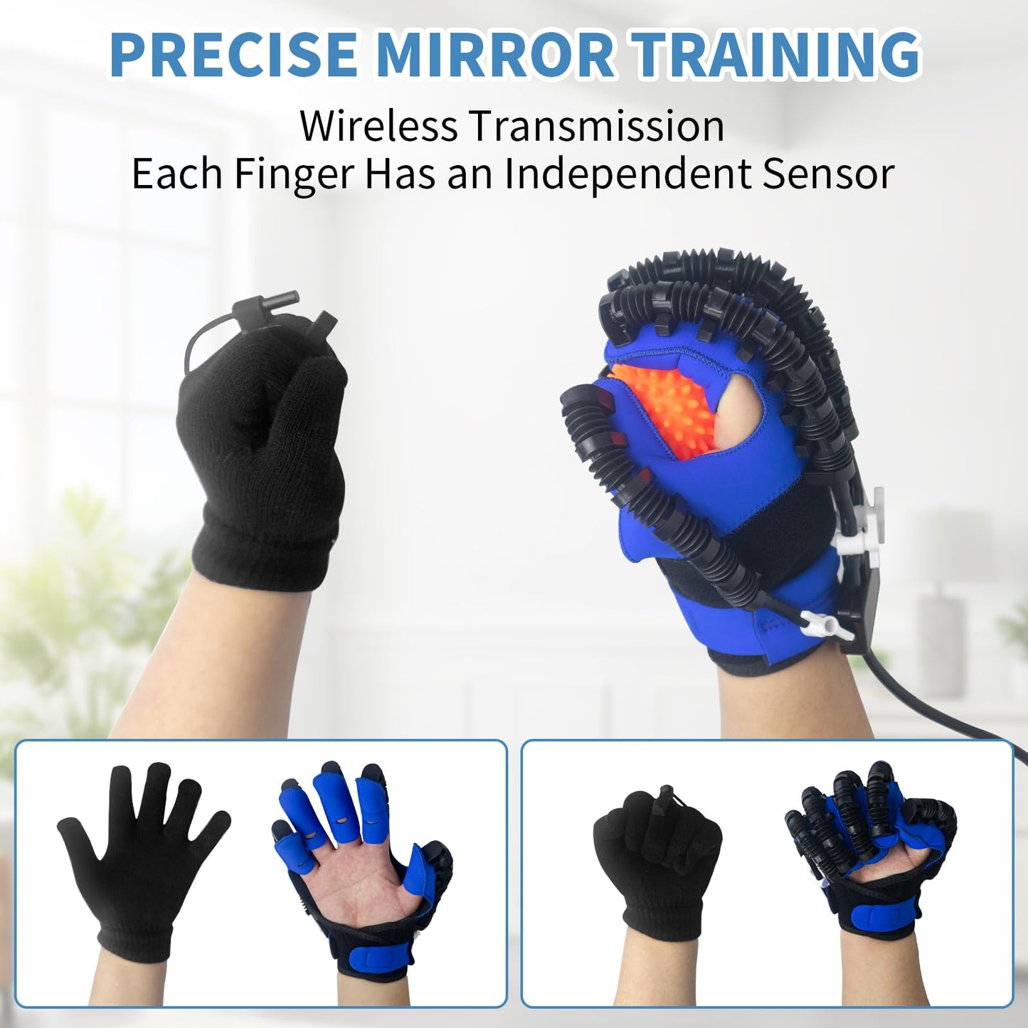 Hand Rehabilitation Equipment, Therapy Gloves for Stroke Hand Recovery Device, Robotic Rehab Glove for Finger Training, Adjustable Strength Hands Exerciser