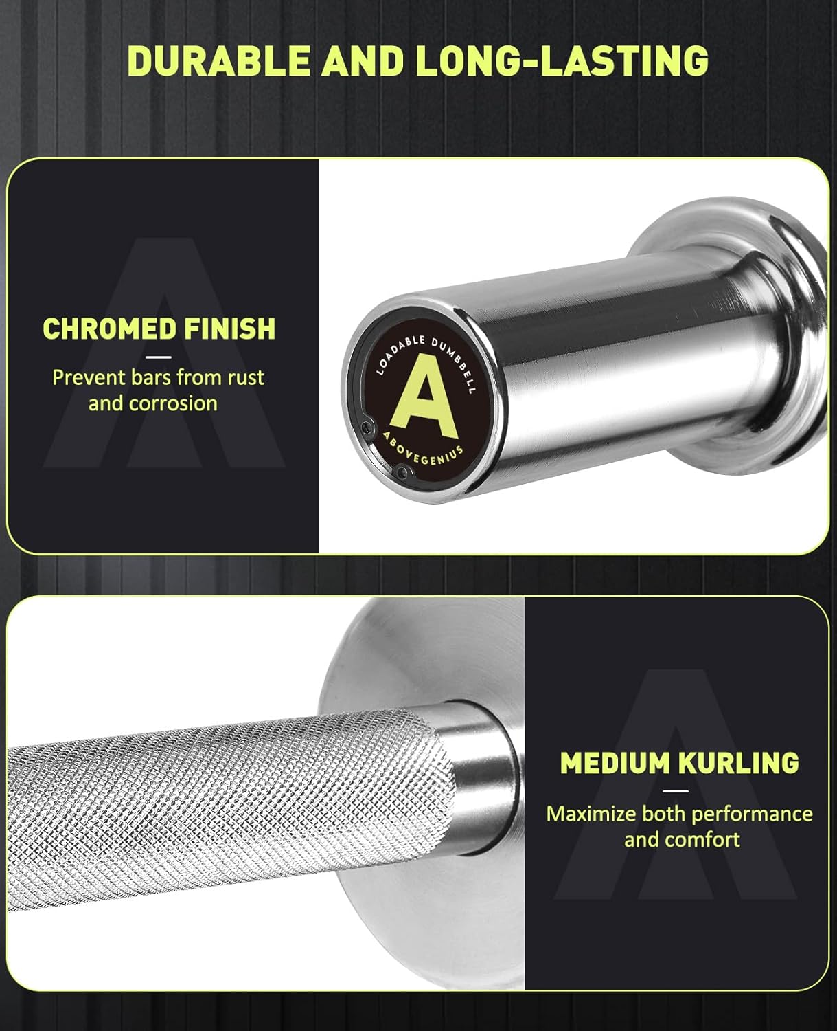 Skiennix 16-Inch Olympic Dumbbell Handles - Solid Steel Loadable Weight Bars for 2-Inch Plates