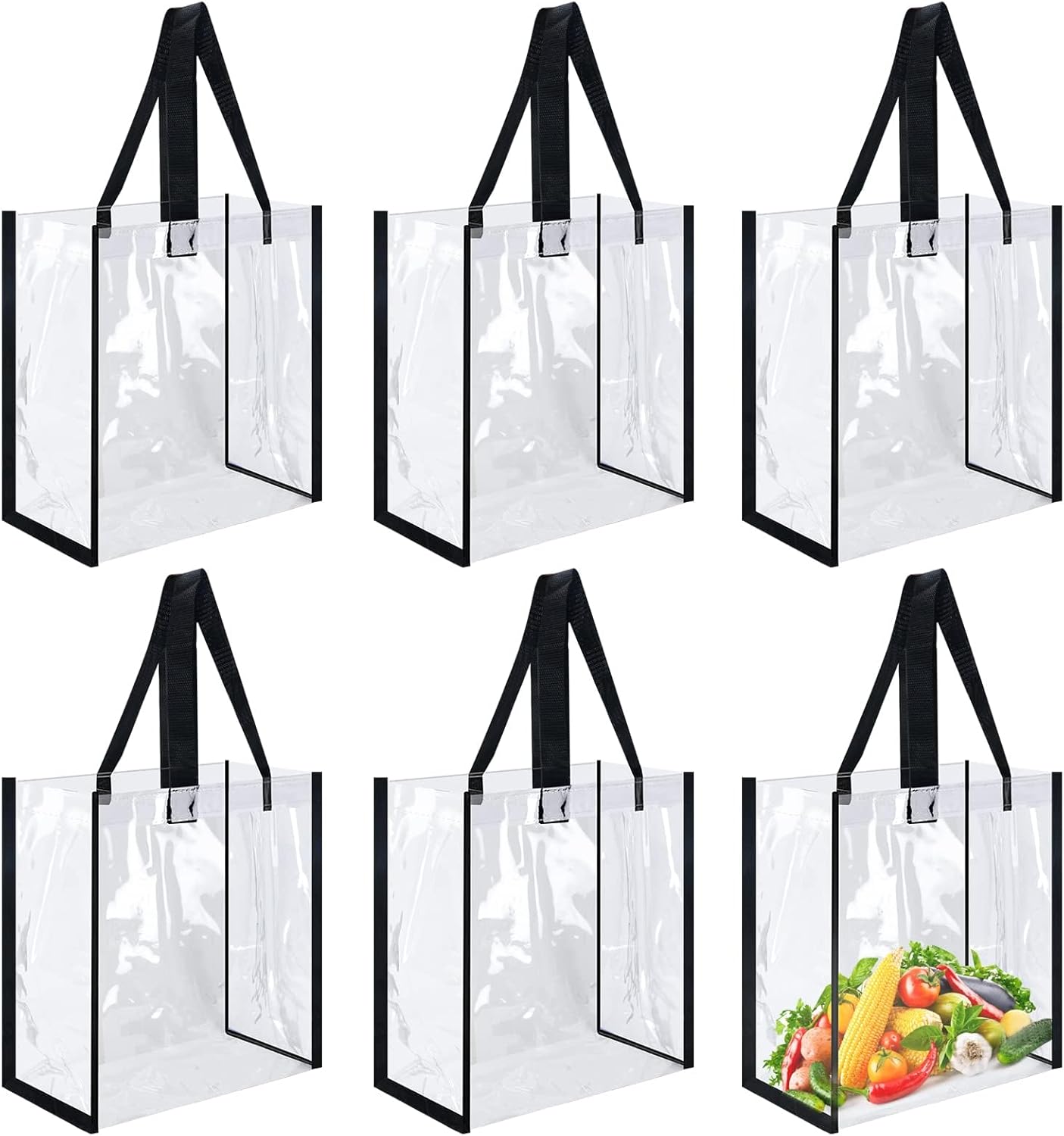 Skiennix Clear Tote Bag - Durable PVC with Handles for Work, Beach, Lunch | 12x12x6 Inch Size