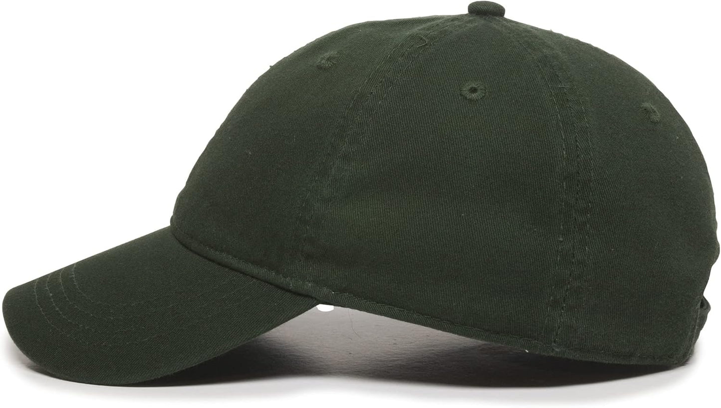 Outdoor Cap | Washed Cotton Baseball Cap - Unisex Dad Hat in Dark Green, One Size Fits All