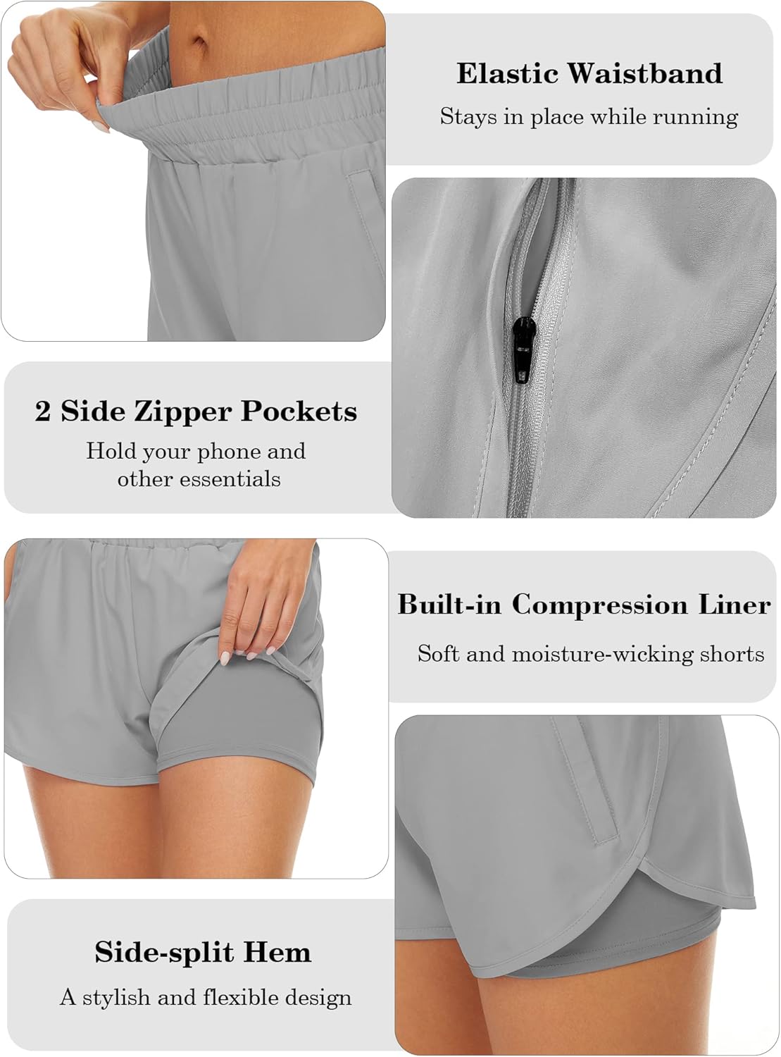 Skiennix Athletic Shorts for Women - Quick Dry High Waisted Running Shorts with Pockets | 2 Pack