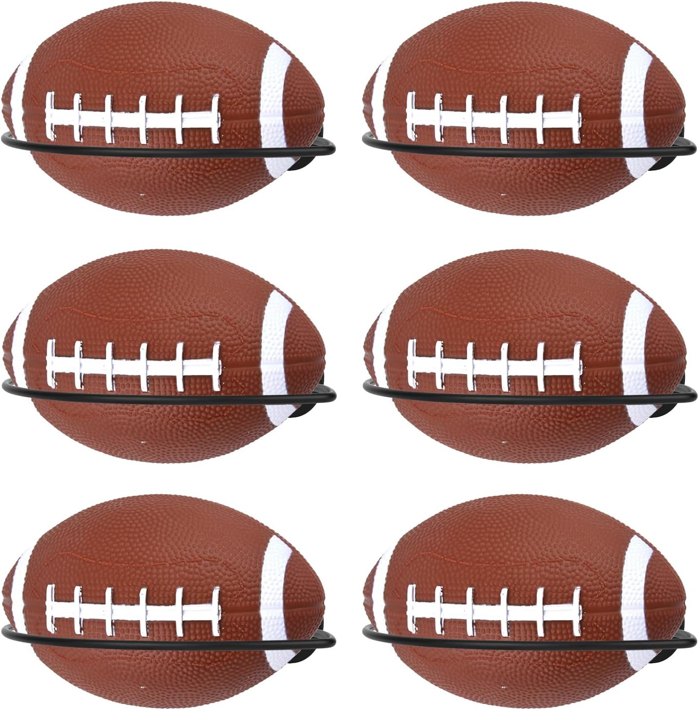 Skiennix Football Wall Mounts - 6-Piece Metal Display Stand for Sports Balls | Ideal for Room Decor & Garage Organization