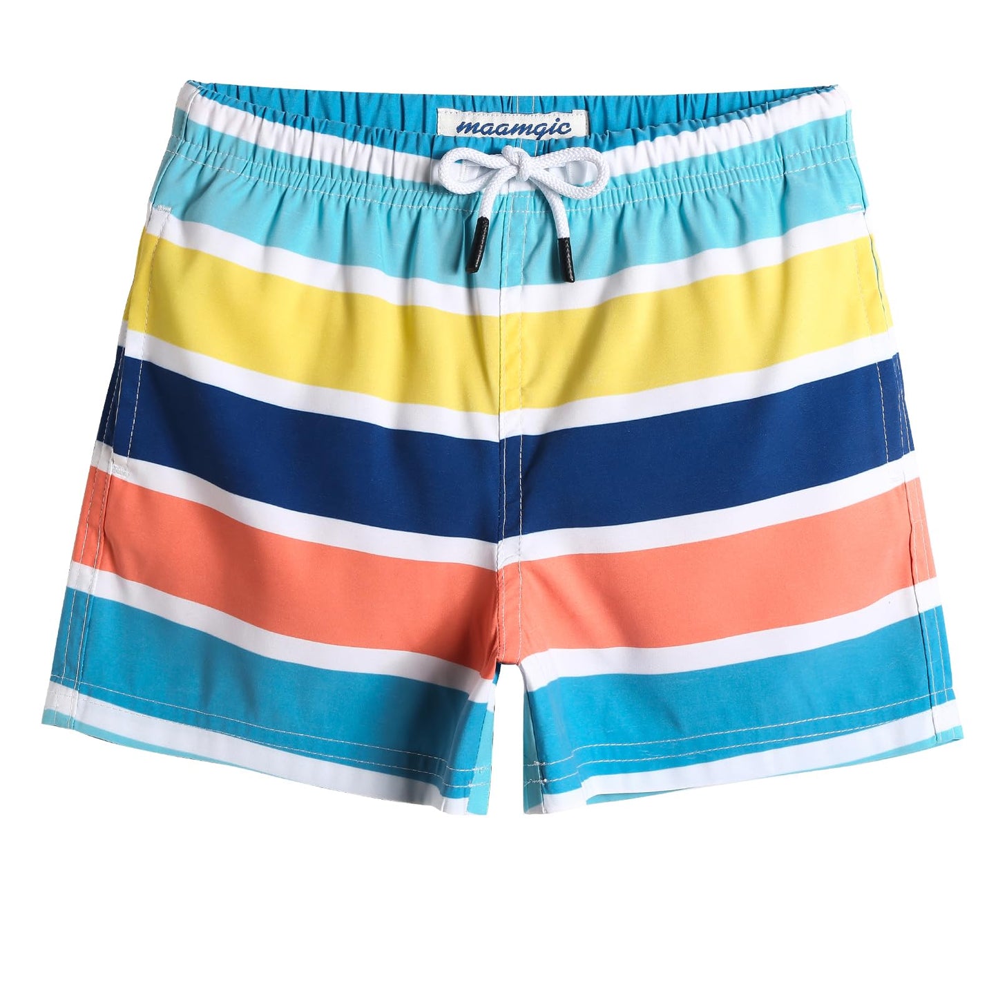 maamgic Boys Swim Trunks Toddler Swim Shorts Little Boys Bathing Suit Swimsuit Toddler Boy Swimwear,Stripe Rainbow,2 T