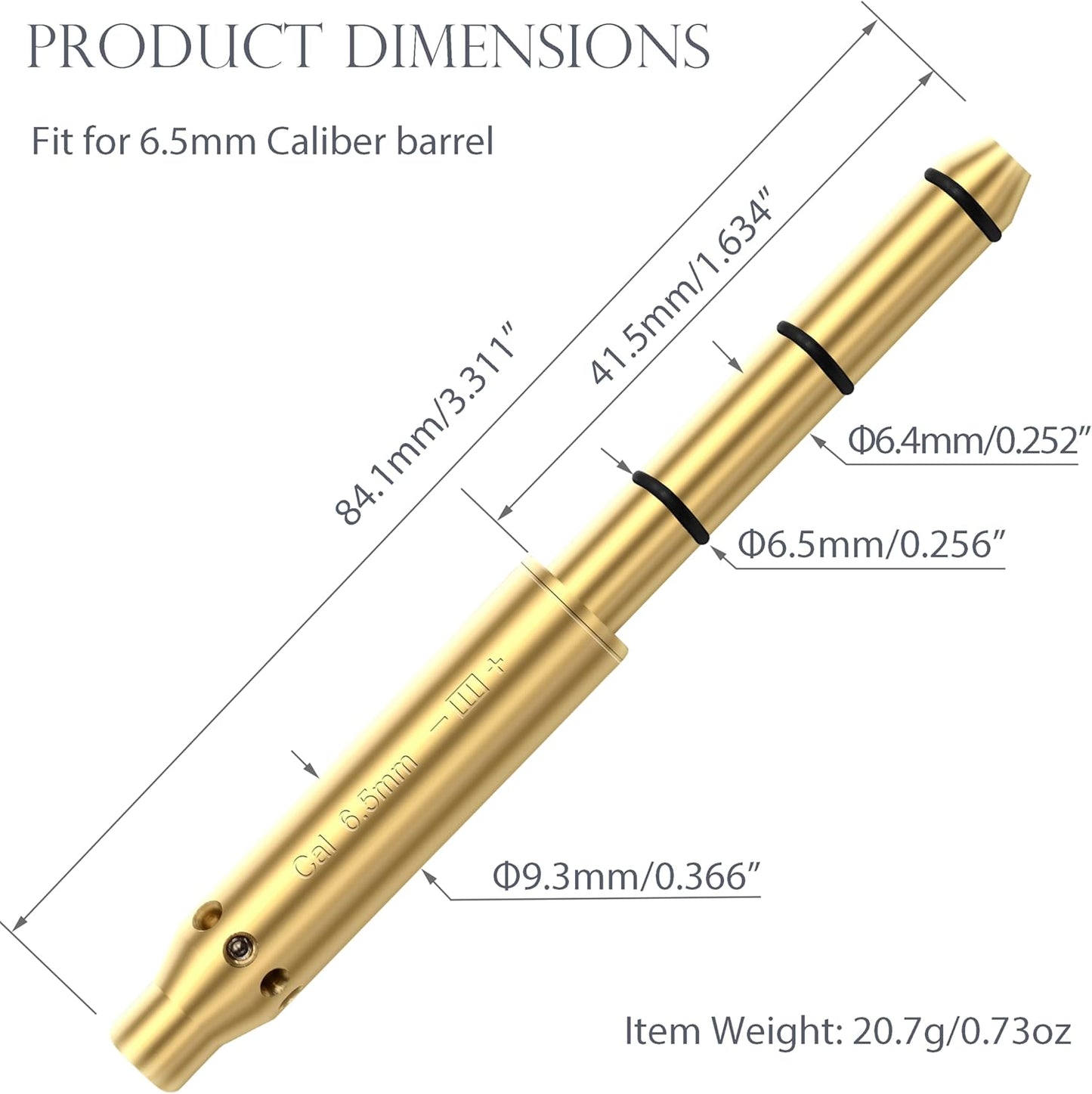 Red Laser Boresighter - 6.5MM Caliber End Barrel Laser Bore Sight for Accurate Fitting in Revolvers, Pistols, Rifles & Air Guns