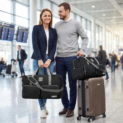 Lucky Travel Duffel Bag - 65L Gym & Travel Bag | Foldable Overnight Weekender for Men & Women - Black