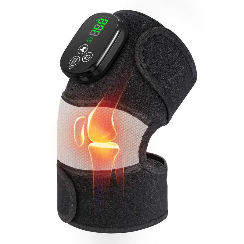 YUANBO Heated Knee Massager with 6 Timer, 3 in 1 Cordless Knee Heating Pad Brace Wrap for Elbow Shoulder Knee Relaxation with 3 Vibration & 6 Heating Modes
