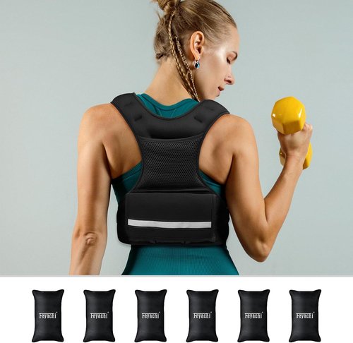 Feyachi Adjustable Weighted Vest - 3-32 lbs X-Type Weight Vest with Reflective Stripe for Running & Training