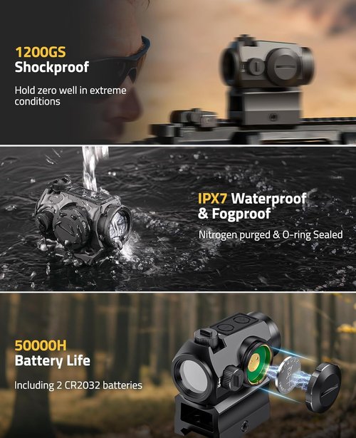 CVLIFE Green Dot Sight - 2 MOA Reticle with 50,000H Runtime | 1x20mm Optics Scope, IPX7 Waterproof