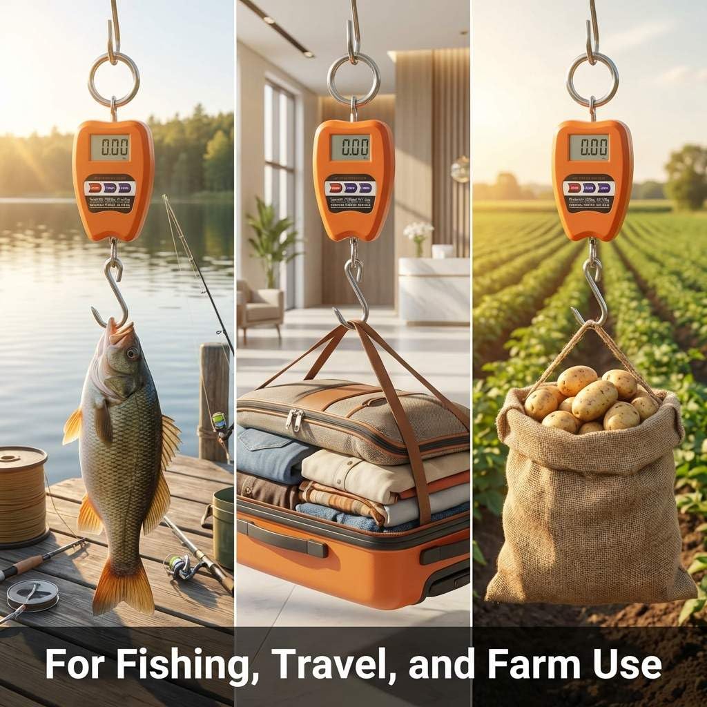 QWORK Digital Hanging Weight Scale - 440lbs Capacity | Durable Aluminum Housing & LED Display for Fishing & Luggage