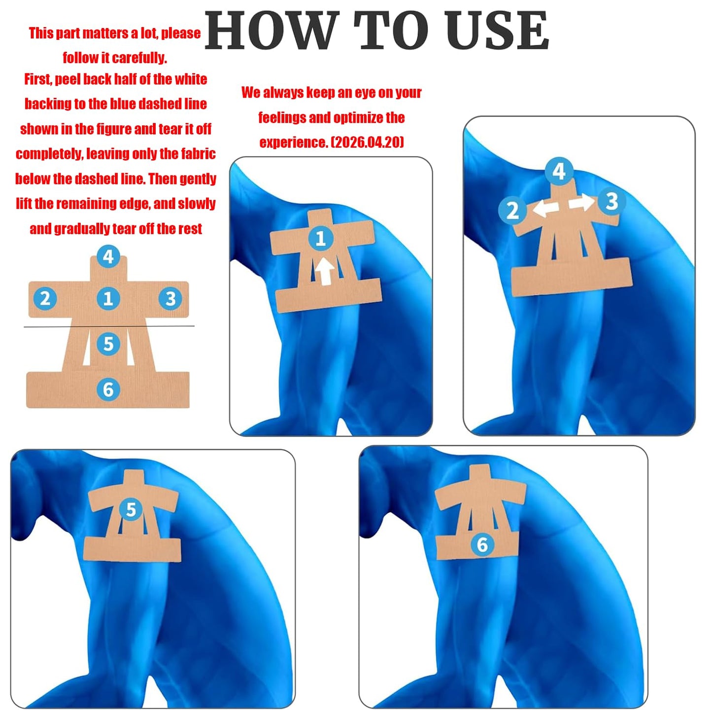 12 Pcs Precut Kinesiology Tape for Shoulder - Waterproof Breathable Elastic Sports Support, Hypoallergenic Latex-Free Athletic Tape
