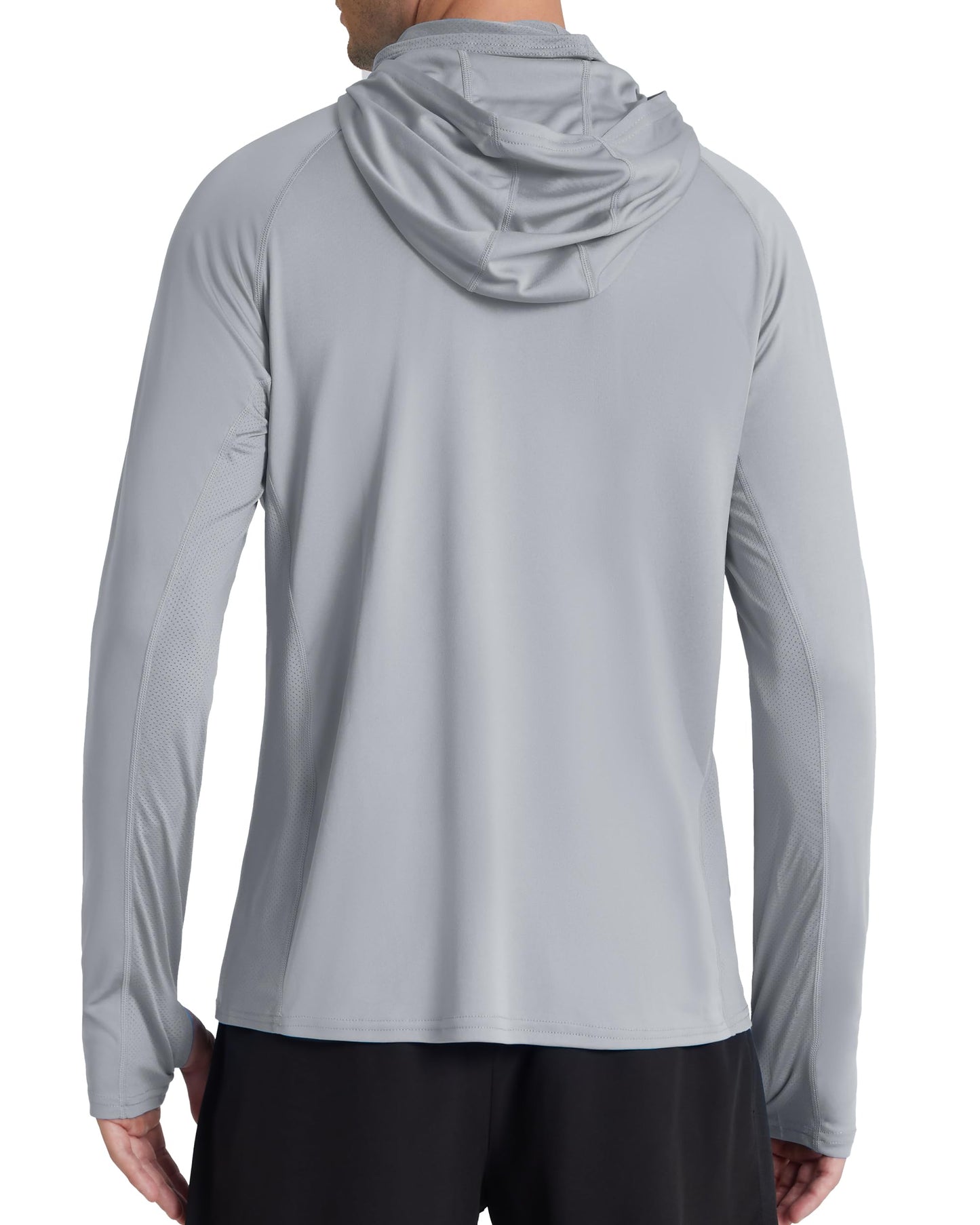 Roadbox Men's UPF 50+ Hooded Fishing Shirts Long Sleeve Sun Protection Hoodie, Hiking Running Swimming Rash Guard with Mask