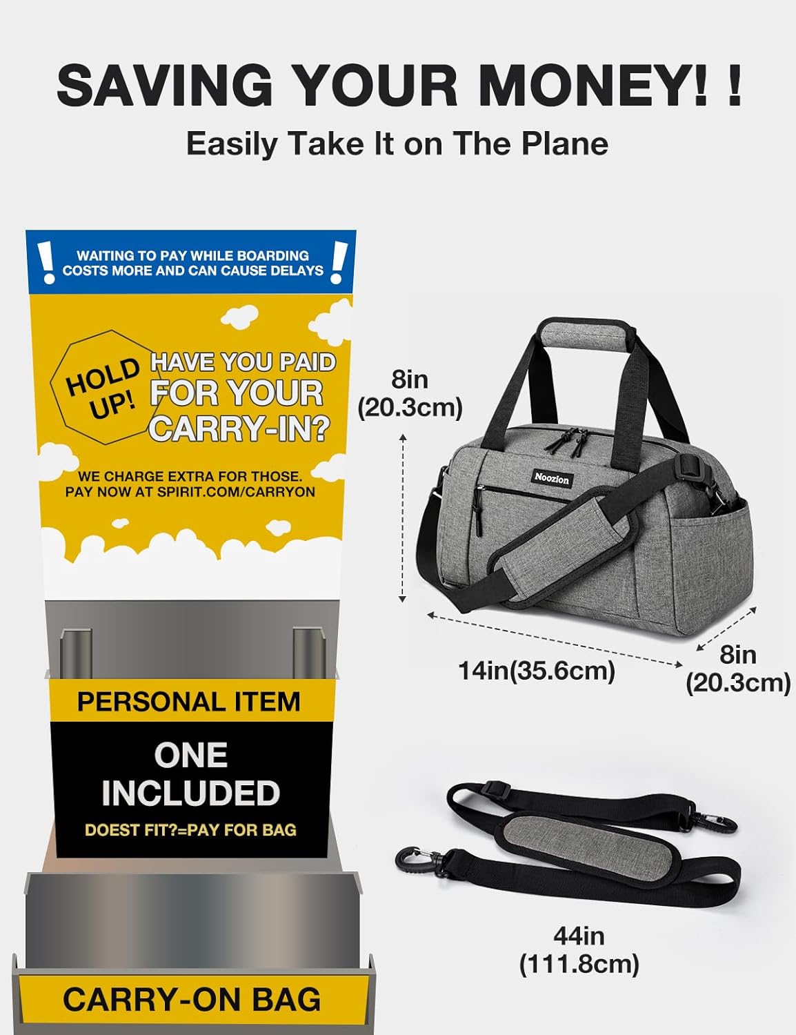 Noozion 14-Inch Mini Duffle Bag - Lightweight Gym Bag for Travel & Workouts | Multiple Pockets