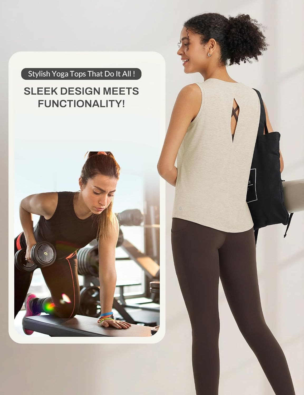 Baleaf Women's High Neck Open Back Yoga Tank Top - Loose Fit Athletic Gym Shirt