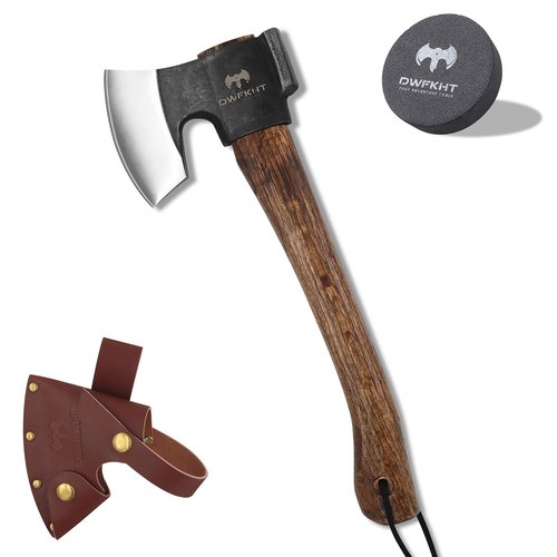 14.4" Hatchet, Camping Axe, Survival Axe with Sheath, Bushcraft Hatchet with 1065 Carbon Steel and Beech Handle for Wood Chopping – Perfect for Outdoor Survival and Adventures