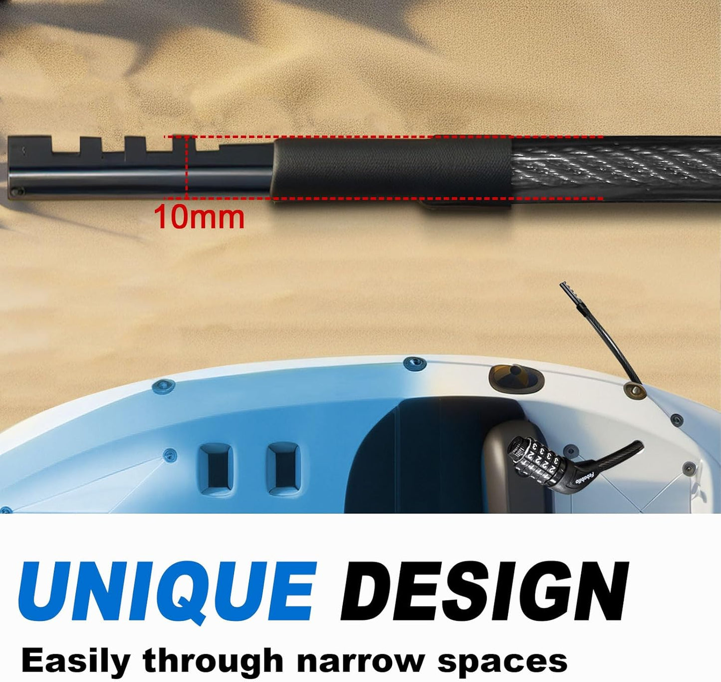 Skiennix Long Cable Lock - Extra Long 5ft to 25ft Resettable Combination Bike Lock | Ideal for Kayaks, Scooters, and Paddle Boards