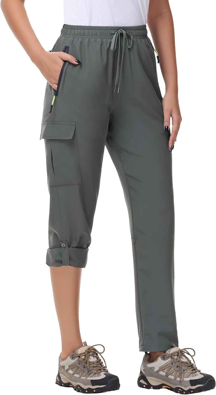 MIVEI Women's Quick-Dry Hiking Cargo Pants - Lightweight, Water-Resistant, UPF 50 | Travel Athletic with Zipper Pockets