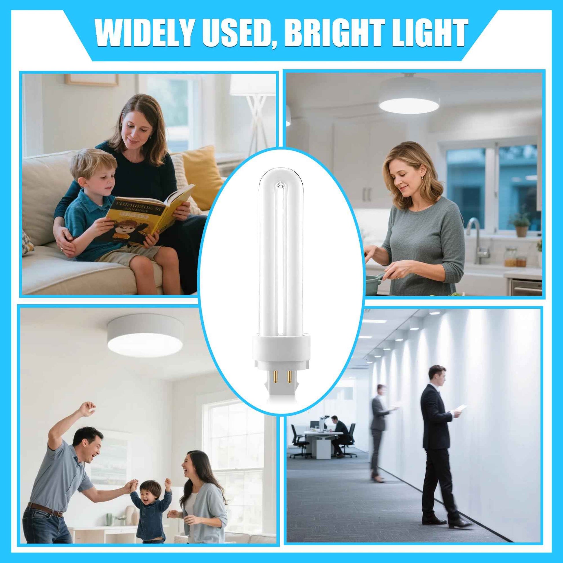 Saillong 8 Pack PLC-13W 4 Pin G24q-1, 4100K White Dimmable Compact Fluorescent Light Bulb, Double Tube, Compatible with Sylvania 20667, GE 97597