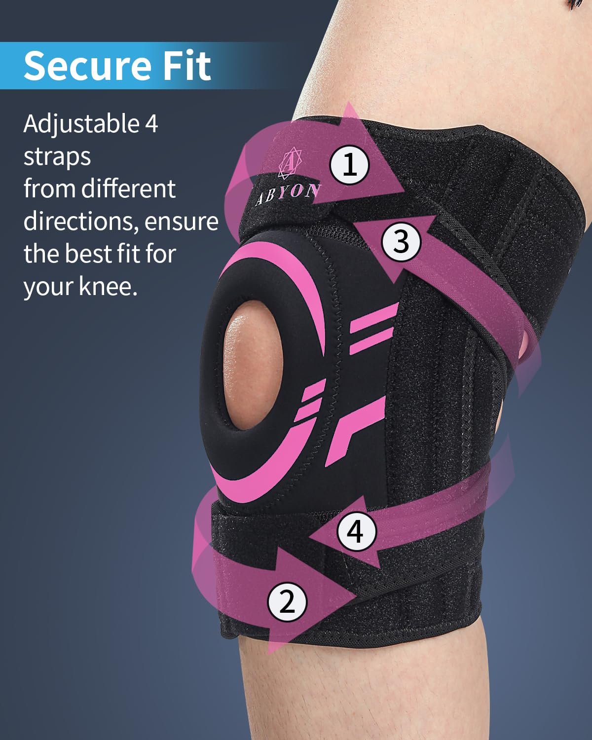ABYON Knee Brace for Men & Women – Plus Size Adjustable Knee Support for Knee Pain, Meniscus Tear, Arthritis, Acl, Mcl.Neoprene Patella Stability Wrap with Side Spring Stabilizers for Pain Relief & Injury Recovery – See How to Size Video Before Ordering