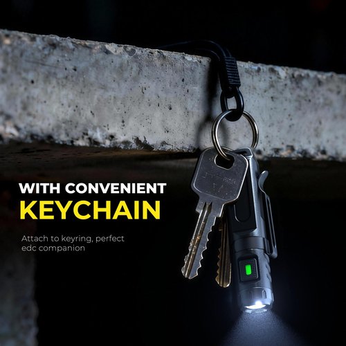 HOKOILN Keychain Flashlight, Bright 650 Lumens USB-C Rechargeable Mini Flashlight, Waterproof Small Pocket Light for Everyday Carry, Camping, Hiking, Emergencies (1, Midnight Black)