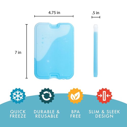 Cool Coolers by Fit + Fresh Slim Compact Reusable XL Ice Pack, Perfect for Lunch Boxes, Coolers, and Beach Bags, 8 Pack, Pink