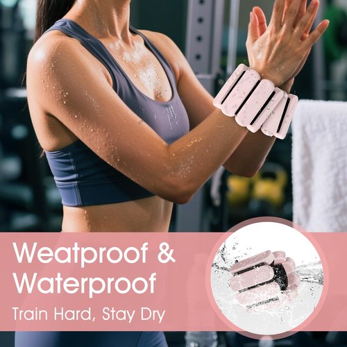 Wrist Weights – Ankle Wrist Weights for Women & Men – Adjustable Weighted Bangles Set (1 lb Each) | Arm and Leg Weights for Yoga, Pilates, Running & Walking (Beige, 2LB)