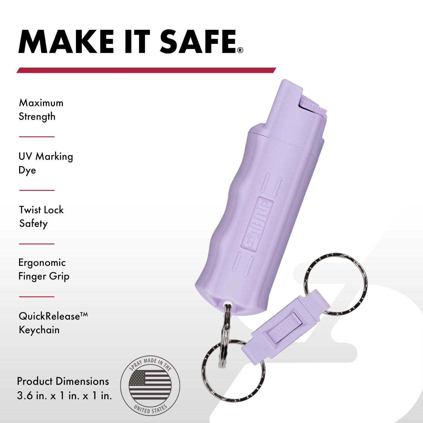 SABRE Personal Safety Kit with Pepper Spray for Self Defense and 2-in-1 Personal Alarm with LED Light, 25 Bursts, 130dB Alarm, Audible Up to 1,250 Feet, Quick Release Key Ring, Lavender, 0.54 fl oz