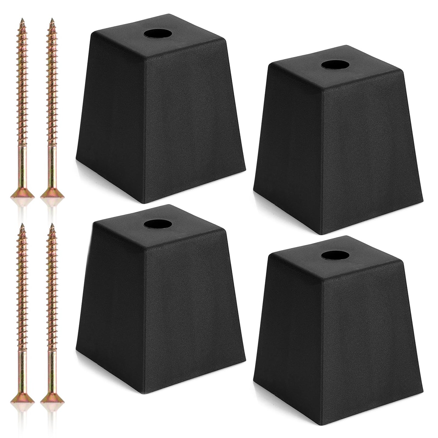 OwnMy 4PCS 3 Inch Plastic Furniture Legs Screw-in Plastic Sofa Couch Legs Replacements, Square Furniture Feet Legs for Coffee Table Chair Bed Risers, Black