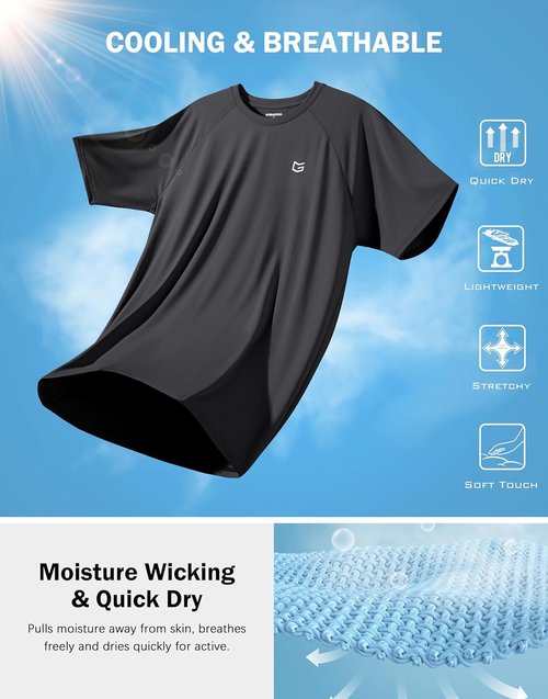 G Gradual Men's Athletic Workout T-Shirts - Moisture-Wicking Short Sleeve Performance Tee for Gym & Tennis