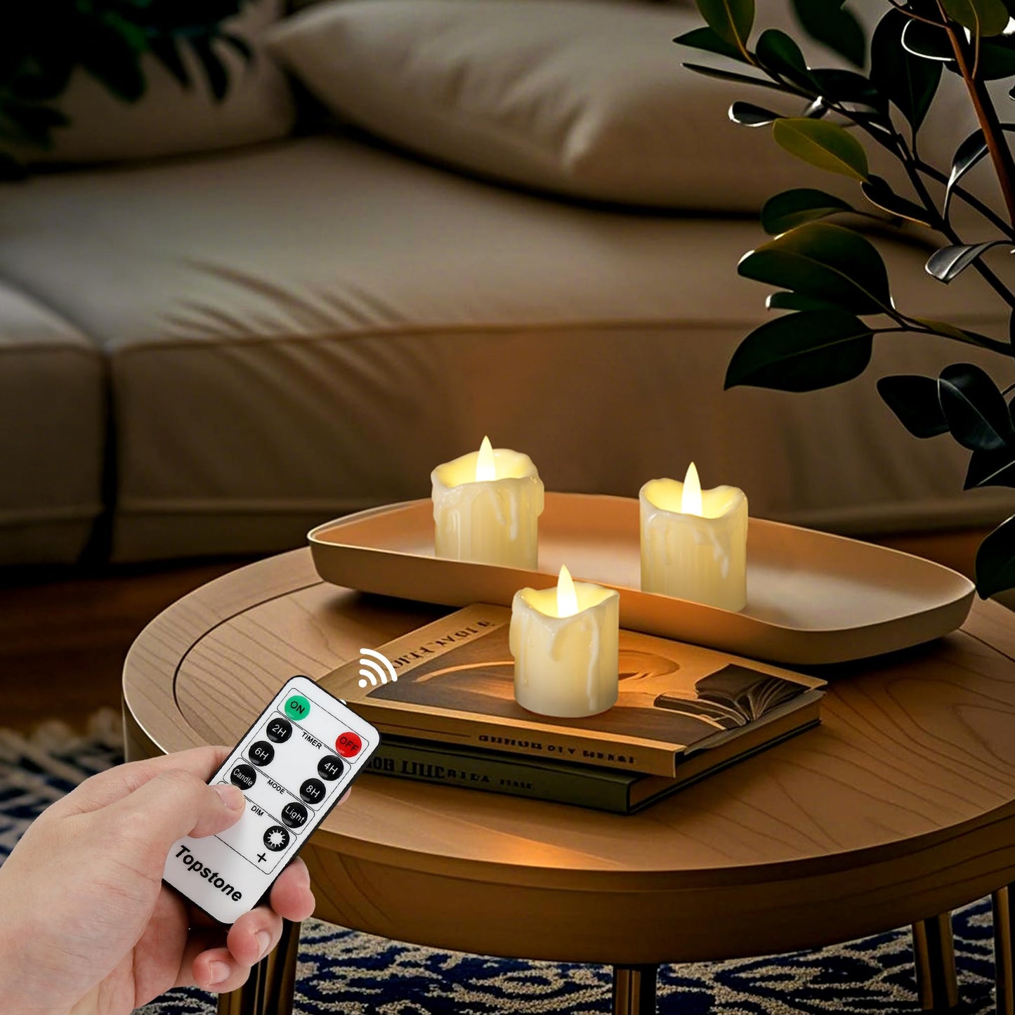 Topstone 12pcs Flickering Flameless Candles,Battery Operated LED Candles with Timer & Dimmable Function,Fake Candles,Remote Control Tea Lights, Perfect for Home Decor, Wedding, Christmas Decorations