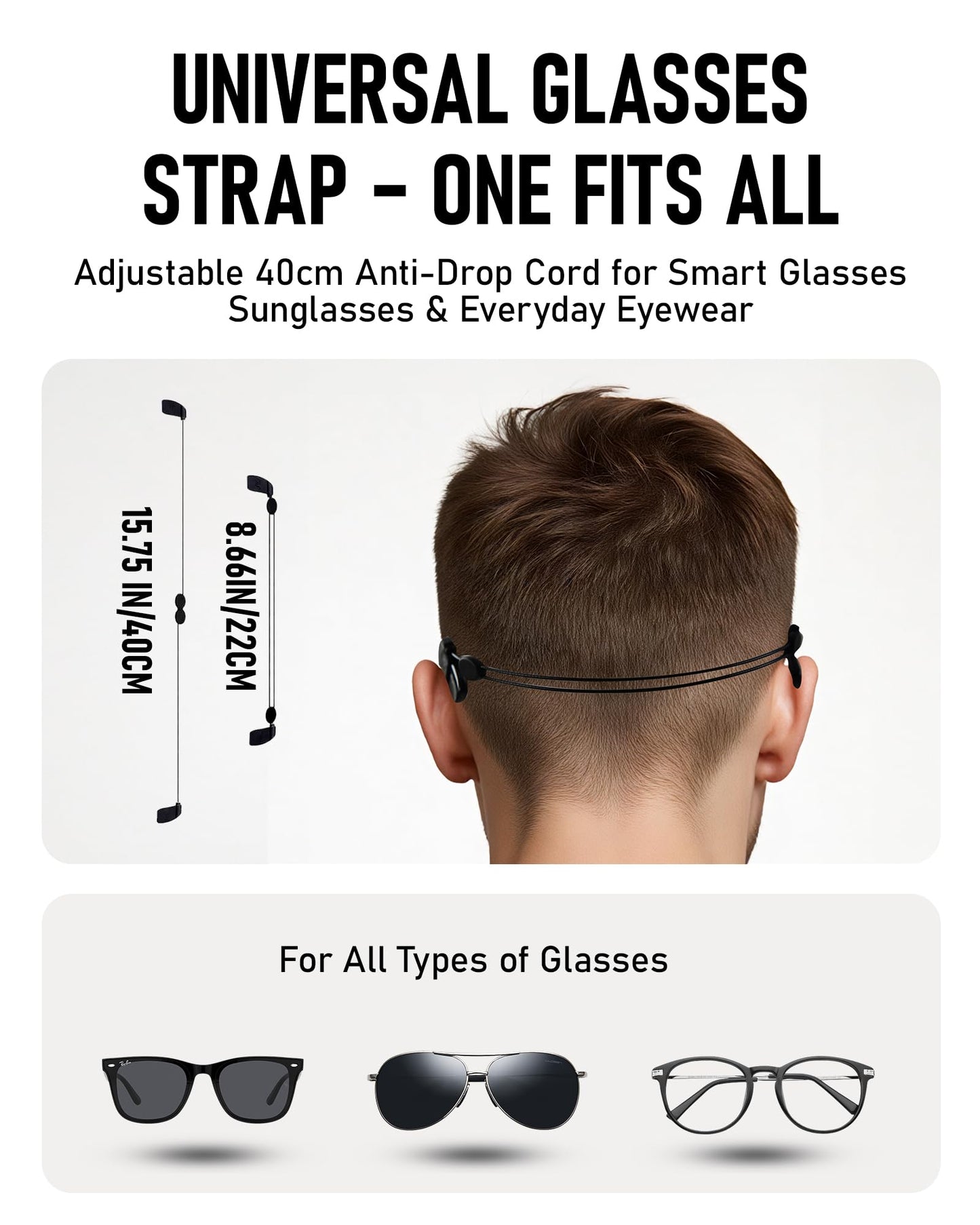 Smart Glasses Accessories Kit for RayBan/Oakley Meta Wayfarer/Headliner/Skyler – Includes Storage Case, 6 Pairs Nose Pads, Adjustable Anti-Drop Lanyard, 6 Pcs Lens Cleaning Papers, 2 Pairs Holders