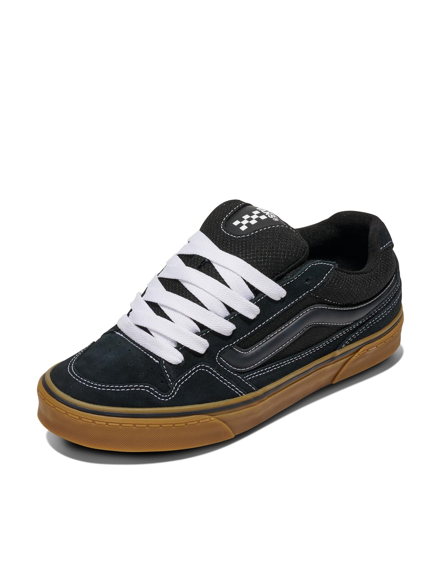 Vans Men's Caldrone Shoe - Chunky Low-Top Fashion Sneakers, Retro Inspired. Suede Mesh Black/Gum. 11
