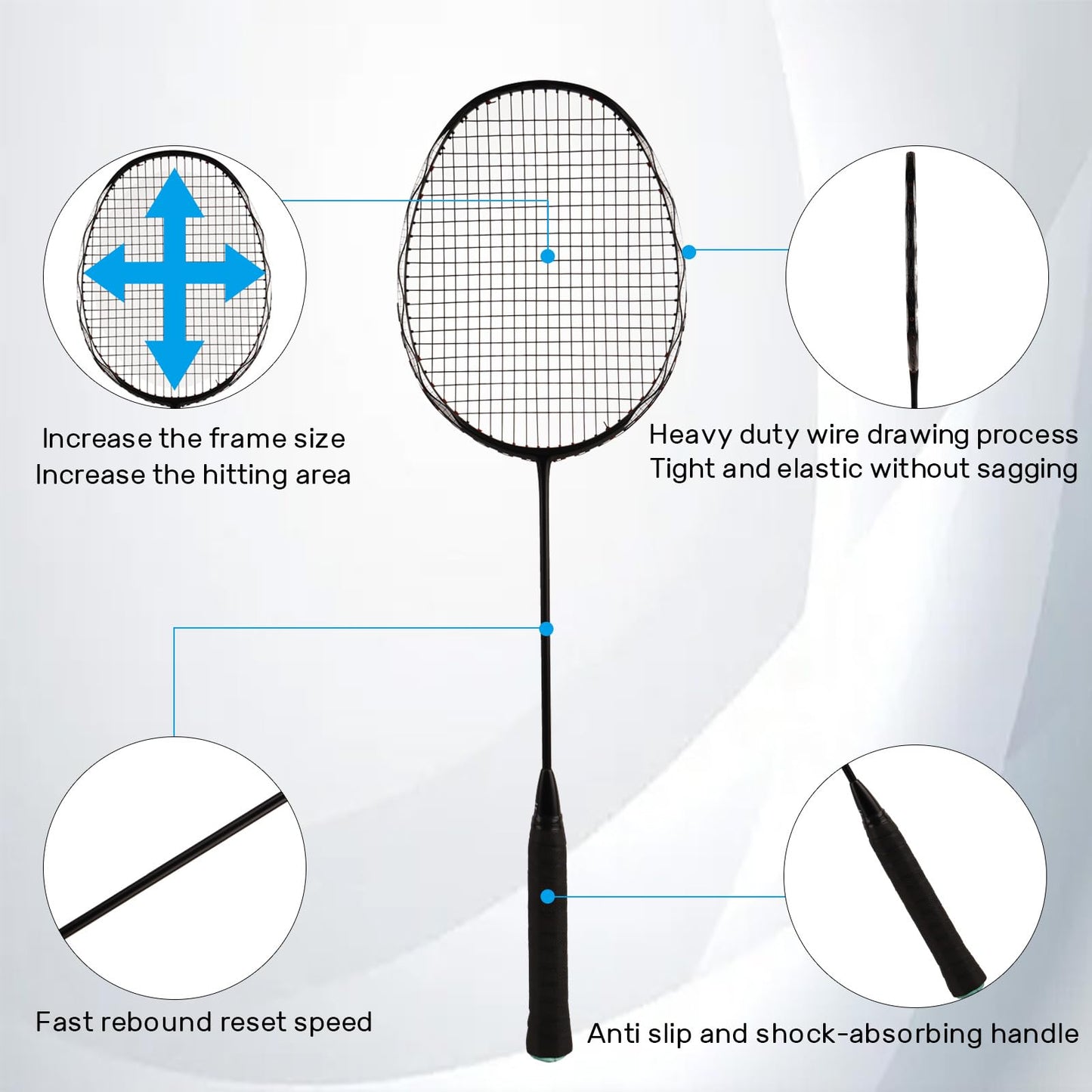 Badminton Rackets,Badminton Racket Set,All Carbon Fiber One-Piece Ultra Light 82g Offensive Balanced Blade Training Racket,Including 2 Rackets,2 Shuttlecocks,and 1 Ball Bag