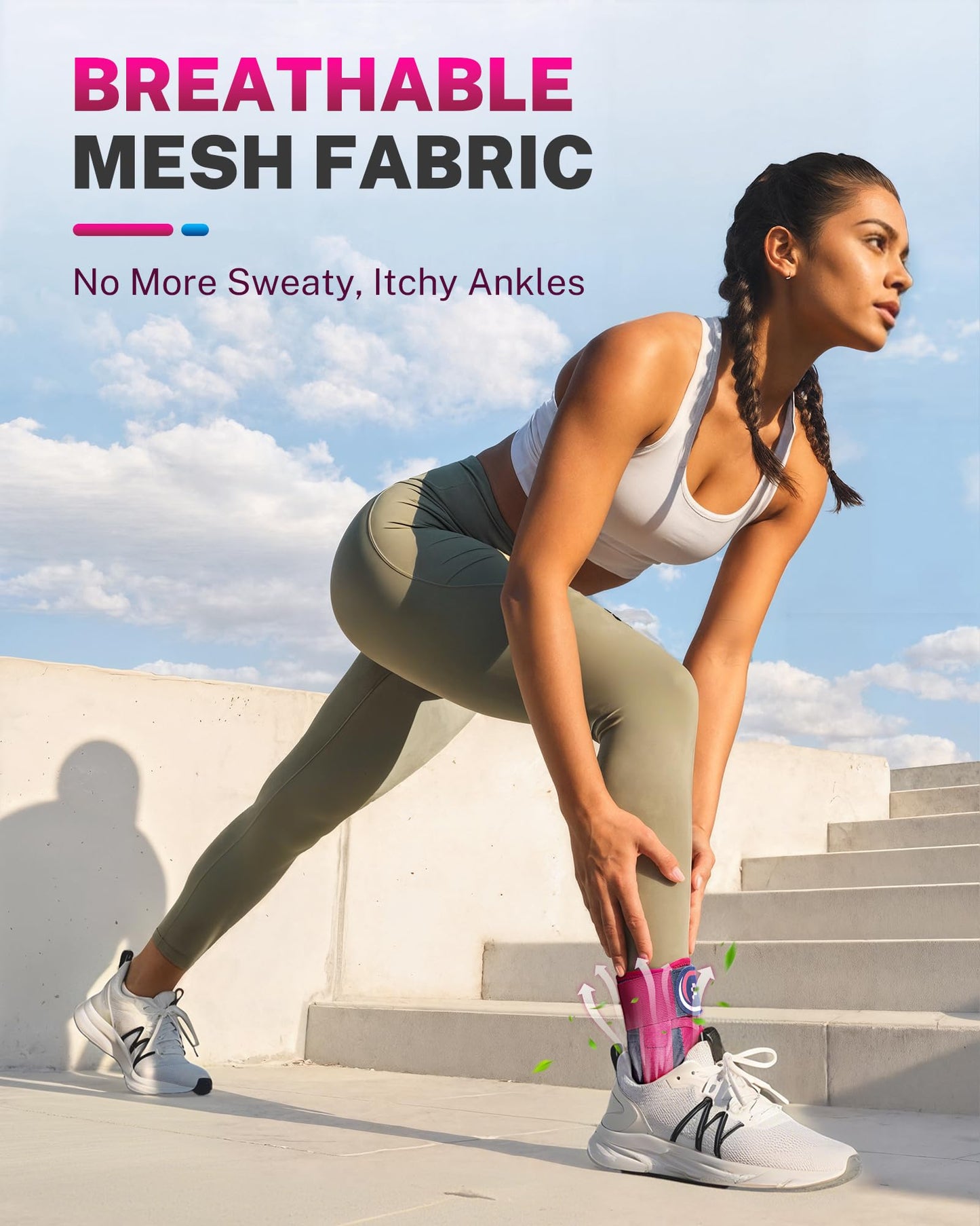 Fitomo Ankle Brace for Women Men with Quick Lace Up, Adjustable Figure 8 Compression Support for Achilles Tendonitis, Ankle Sprain & Swelling Relief for Volleyball, Running & Daily Wear, S