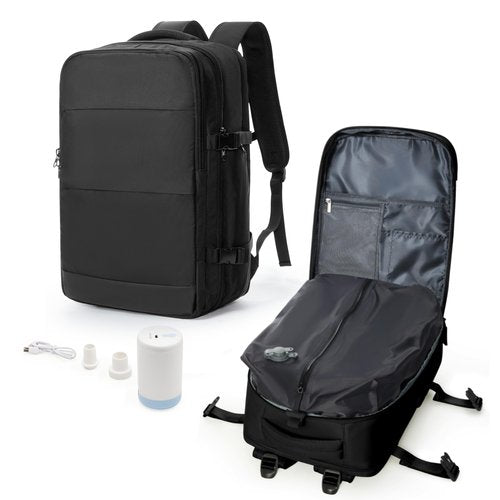 livbote Vacuum Backpack Travel with Pump, Travel Carry On Backpack with Vacuum Compression System, Mochila de viaje compresion al vacio - Black
