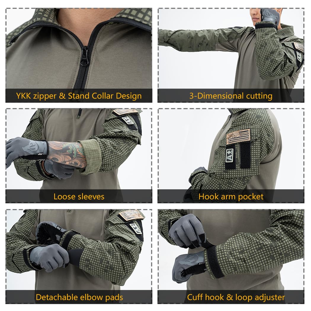 IDOGEAR Men G3 Combat Uniforms Set with Knee & Elbow Pads Camouflage Clothing(DNC,Medium)