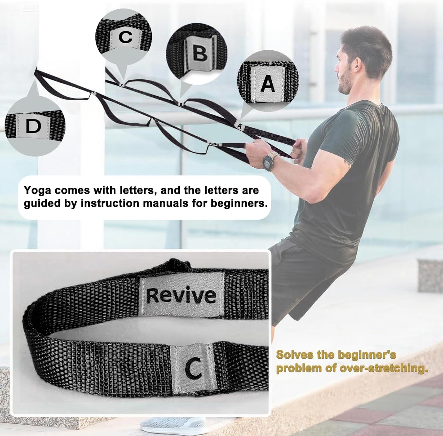 Yoga Strap by Stretching Strap - Non-Elastic Stretch Band with 10 Loops for Flexibility & Physical Therapy