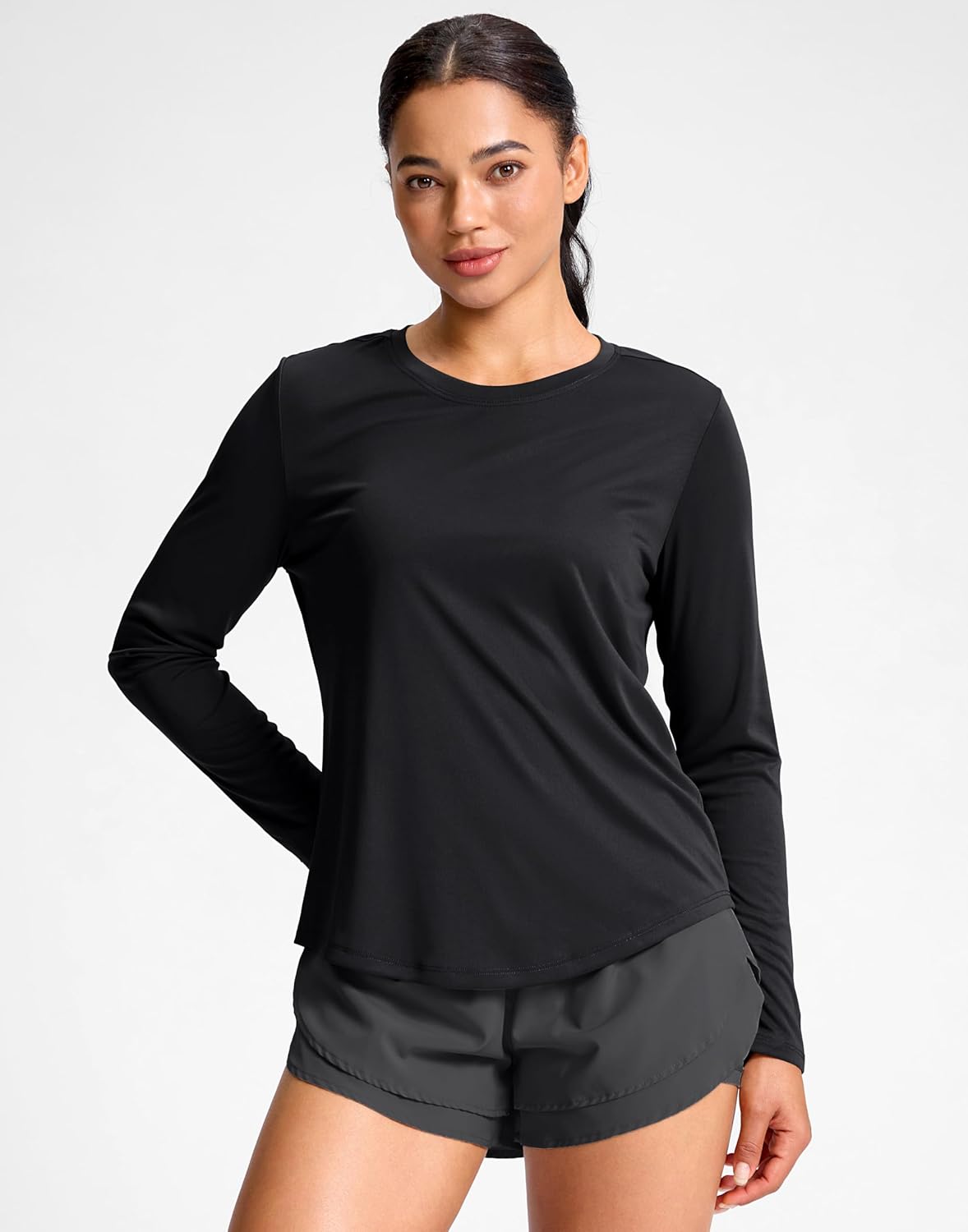 SANTINY Lightweight Long Sleeve Workout Tops - Breathable Yoga & Gym Shirt | UPF 50+ Sun Protection