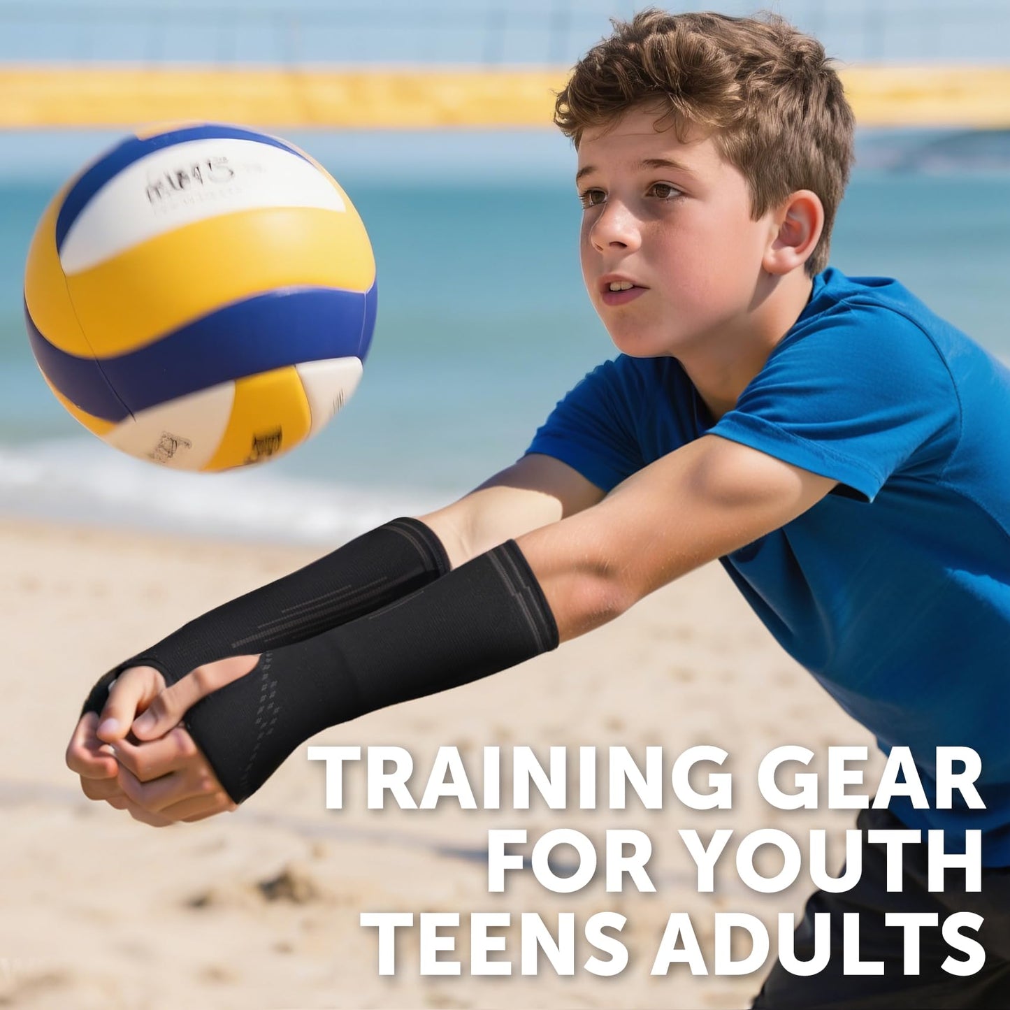 Volleyball Arm Sleeves Passing Forearm Sleeves Compression Arm Guard Sports Training Arm Protector for Kids & Adult (Thumb Hole, S)