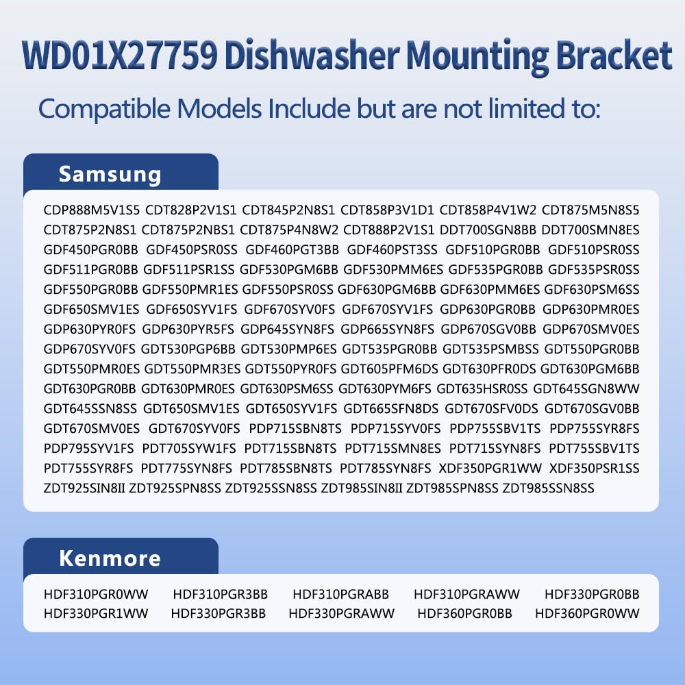 4 Pack WD01X27759 Dishwasher Countertop Mounting Bracket with Screws, Replacement Part Fit for GE, Hotpoint Dishwasher