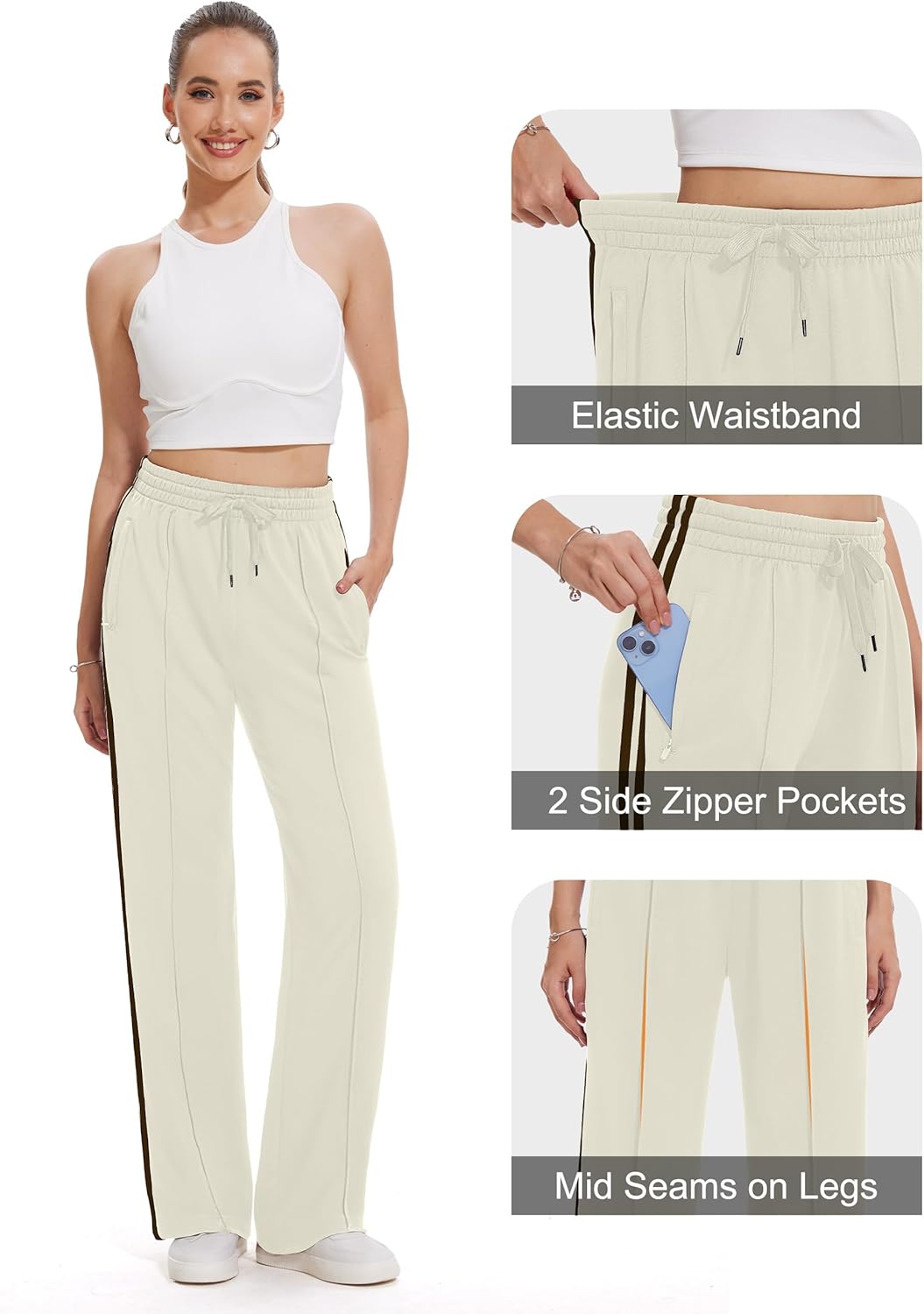 Tapata Women's Track Pants - Loose Straight Leg Jogging Sweatpants for Athletic Comfort | Multiple Inseam Sizes
