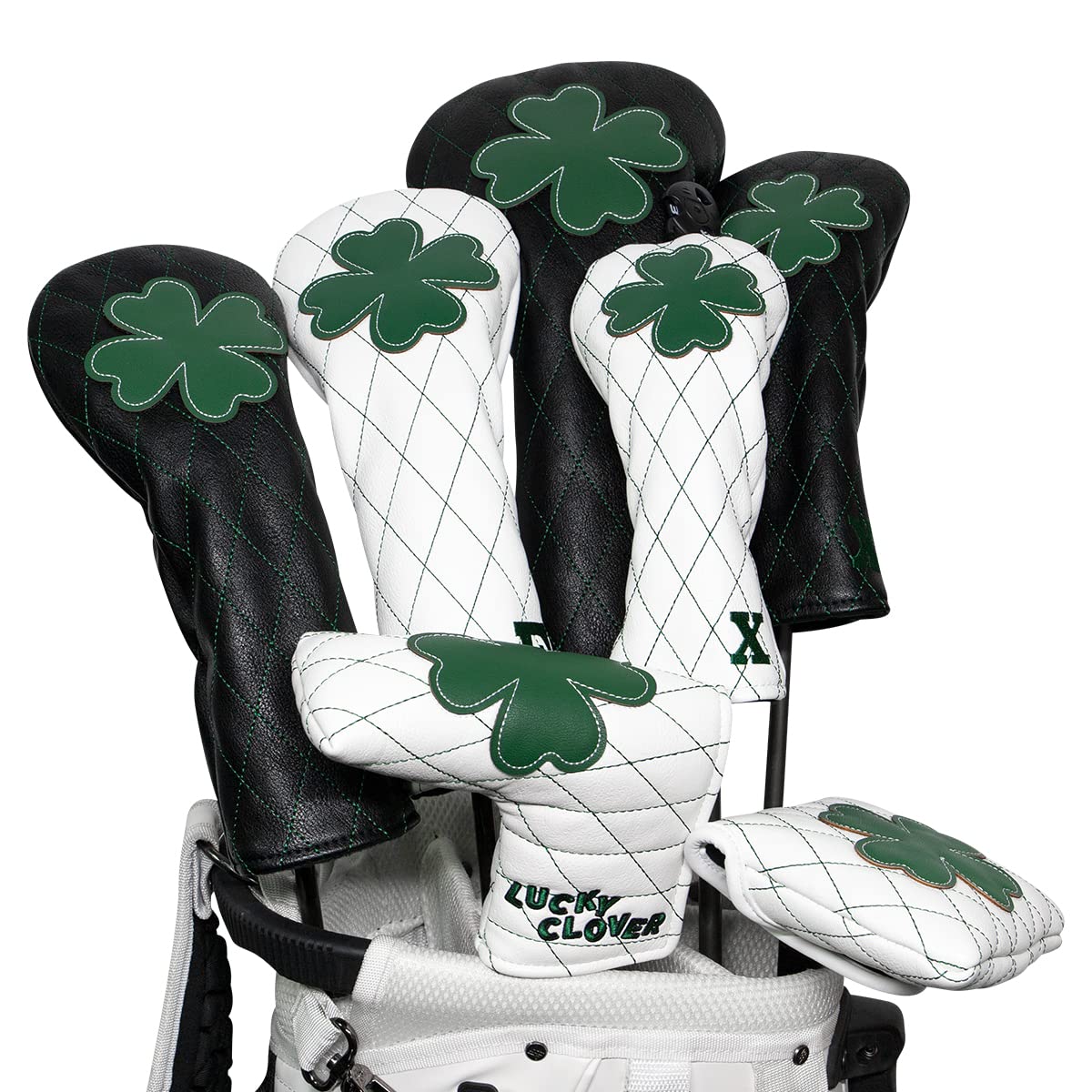 Golf Club Headcover Live Lucky 3 Wood Headcover Magnetic Closure Elegant Embroidery Premium Leather Driver Covers Fairway Wood Covers Hybrid Headcover Shamrock Golf Head Covers