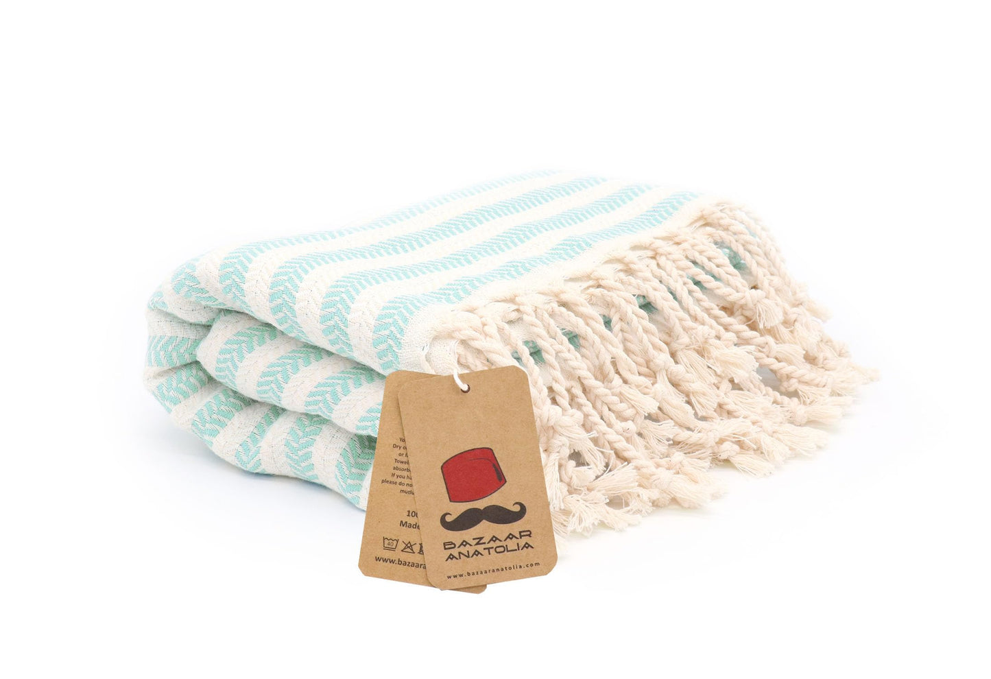 Bazaar Anatolia Turkish Beach Towel – 100% Cotton, Quick Dry, Sand Free Towel for Bathroom, Travel, Camping – Oversized 71x39 Inches – Arpa Mint