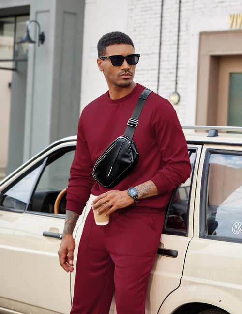 COOFANDY Men's Christmas 2 Piece Tracksuit Sets Crewneck Athletic Sweatsuit Jogging Pullover Shirts Long Sleeve Casual Sports Outfits
