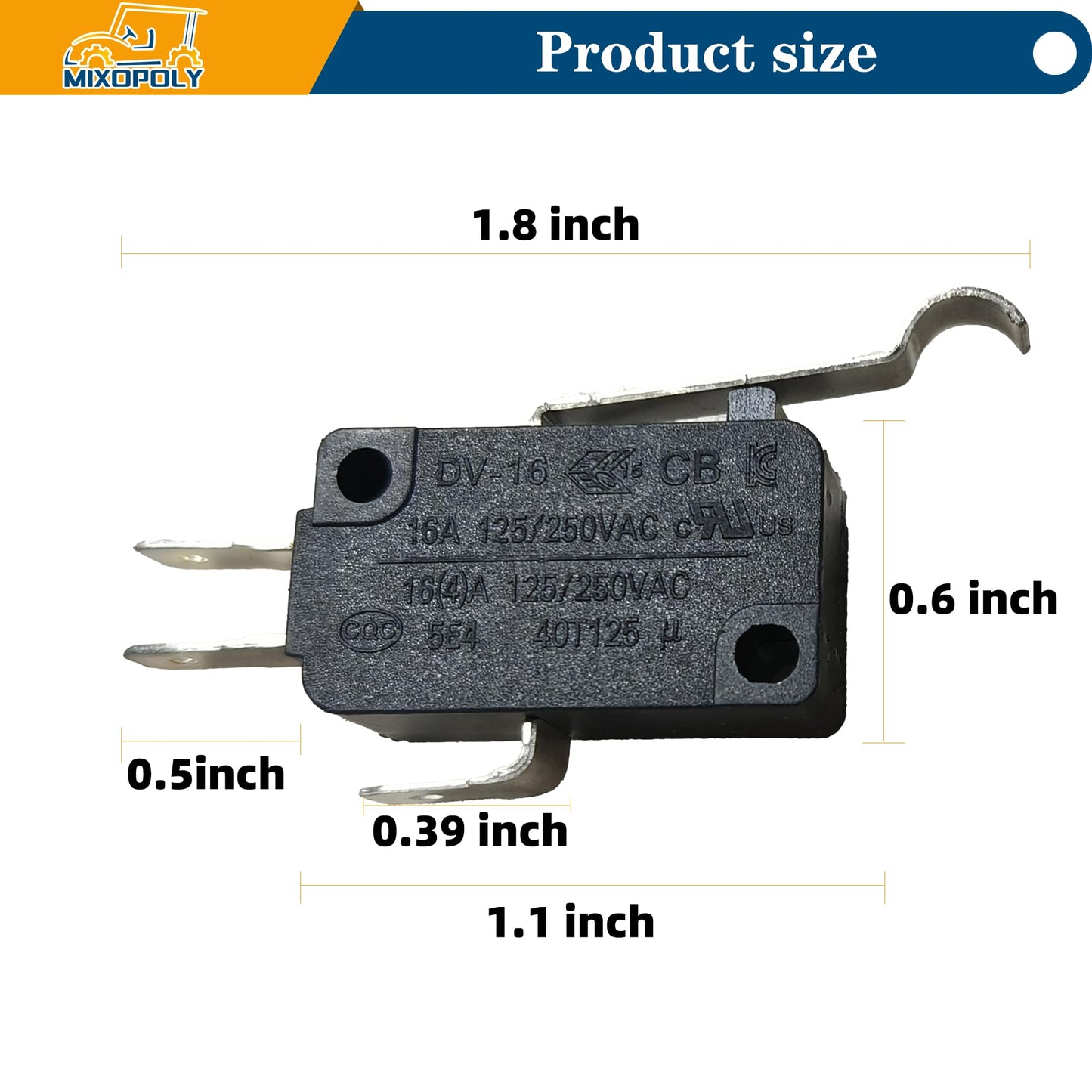 Mixopoly 3 Prong Terminal Golf Cart Micro Switch for Club Car DS and Precedent 1982-up, Replace OEM 1014807, 1014240, 1014805