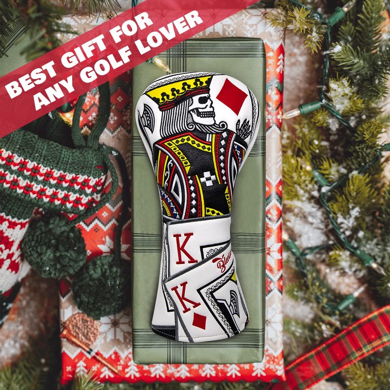 BAIRBRE Golf Club Covers - Poker Diamond King 3 Wood Head Covers Fariway Wood Headcover Leather Golf Headcover for Most Brands